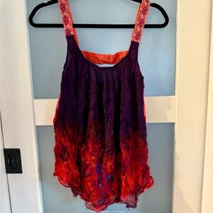 Free People Pink and Purple Textured Top